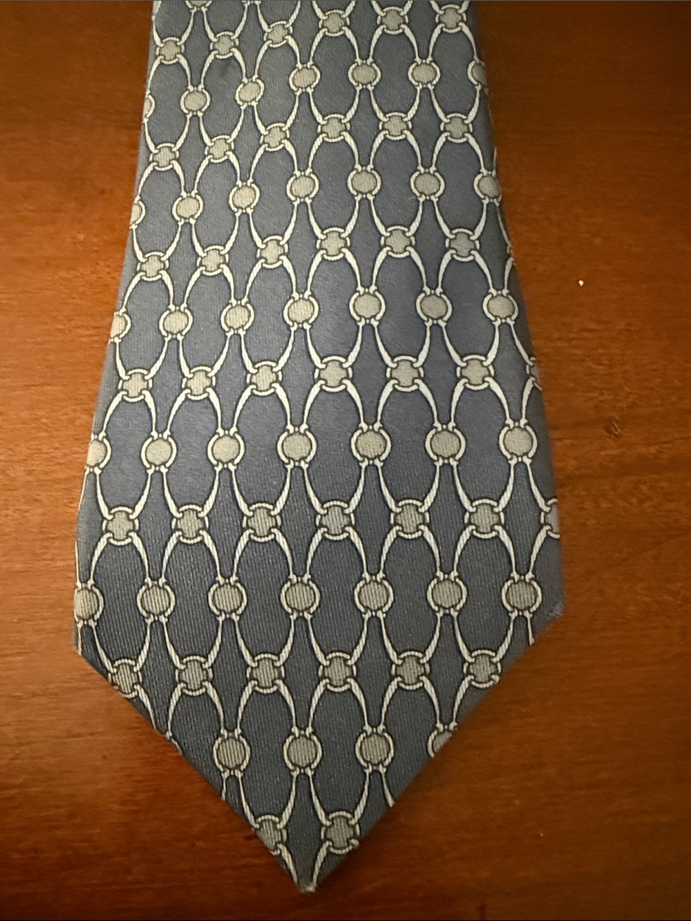 Hermes Blue Mors Horsebit Tie